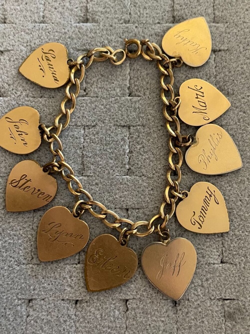 Vintage Gold Bracelet Charm Hearts 60s Winard 26 grams 1/20 12kgf 7" Mid Century